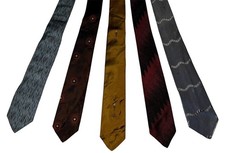 5 Lot Vintage D’aro 1950-60’s Skinny Narrow Tie MCM Mod Hipster Men’s Necktie￼