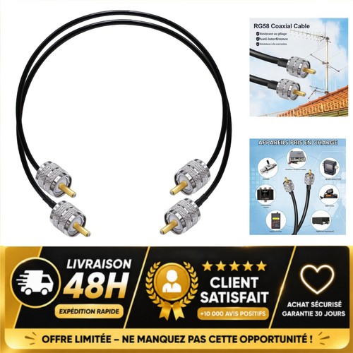 Câble coaxial rg58 uhf mâle - uhf,