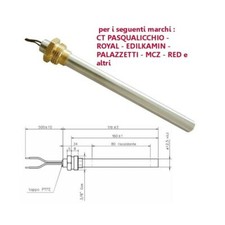 Résistance bougie poêle à granulés 3/8 350W 170 mm EdilKamin 160 mm battu