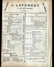 AIX-en-PROVENCE (13) MIDI PRODUCTS / ALMOND OILS ""J. LAFOREST"" tariffs 1890