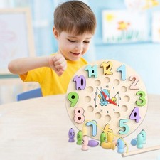 Horloge enfant en bois jouet