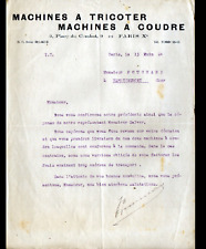 PARIS (X°) SEWING & KNITTING MACHINES "SAVE representative" letter in 1924