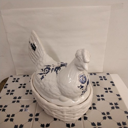 Poule décorée faience - faience, de