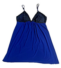 Chanteuse Babydoll Nightie Women’s Large Blue/Black Lingerie Vintage