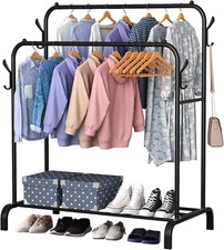 Portant a Vetement Double 110X150X54 cm pour Chambre Métal Support à Chaussures