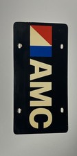 ANTIQUE NYLON AMC AMERICAN MOTORS SHOWROOM LICENSE PLATE 1970s