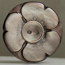 Genuine Mother of Pearl Engraved 31mm - Antique Button