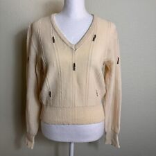 Giusi Slaviero Vintage Women's Sweater Wool/Cashmere/Angora Size 8 Ivory *FLAWS