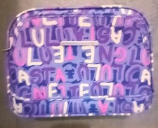* VANITY CASE SEMI-RIGIDE *LULU CASTAGNETTE * LETTRES VIOLET -LAVANDE ROSE-BLANC
