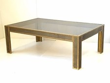 1970 VINTAGE 70'S BRONZE & GLASS RECTANGULAR COFFEE TABLE