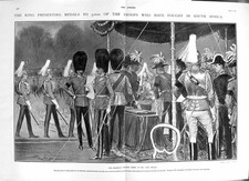 Original Old Antique Print 1901 Pigeons London King Medals Siers War Africa