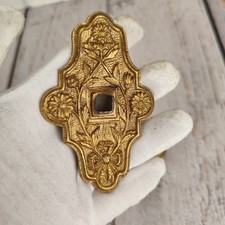 Antique Bronze Lock Plate Patch with Bow Furniture or Door France