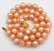 Genuine Natural pink akoya freshwater pearl baroque beads necklace 18''