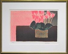 BERNARD CATHELIN "Jacqueline's Cyclamen Small" Lithograph Signed Framed 112/125