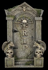 Déco Pierre Tombale - Rip Avec Gargouilles Et Têtes - Halloween Gothique