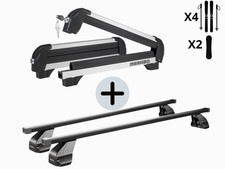 Set Barres de Toit + Porte-Skis 4 Ski 2 Snowboard Pour Audi A1 Sportback 2018-