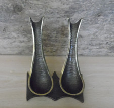 B2/WALTER DOUBLE PIPE HOLDER BRUSH IN BLACK BRONZE AND GOLD SWALLOW MODEL 1950'S