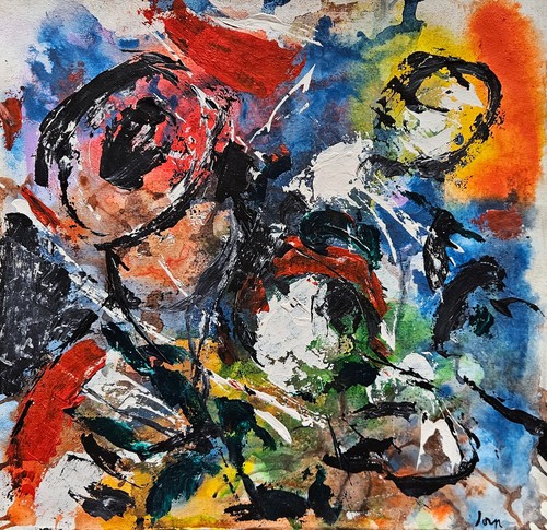 Peinture huile abstraite - l'huile,