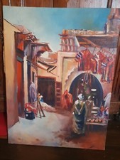 Tableau Orientaliste. Souk Nord Africain.  