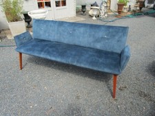BANQUETTE (3/4 places) "MOBITEC" EPOQUE 1990/2000, BOIS ET VELOURS BLEU