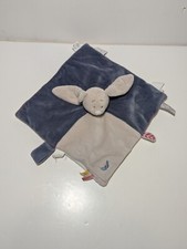 Noukie's Plush Infant Baby Lovey Bunny Rabbit Blue Grey Ribbon Tags Security 