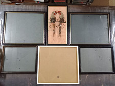 LOT 6 CADRES photos bois laqué, verre - blanc noir brun FORMAT +-30cm récent