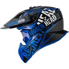 Broken Head Casque Cross Escadron Rebelution Bleu + MX-2 Lunettes Miroir