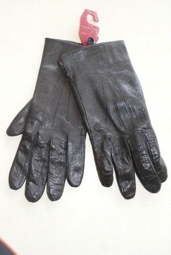 Paire gants noire cuir - de,