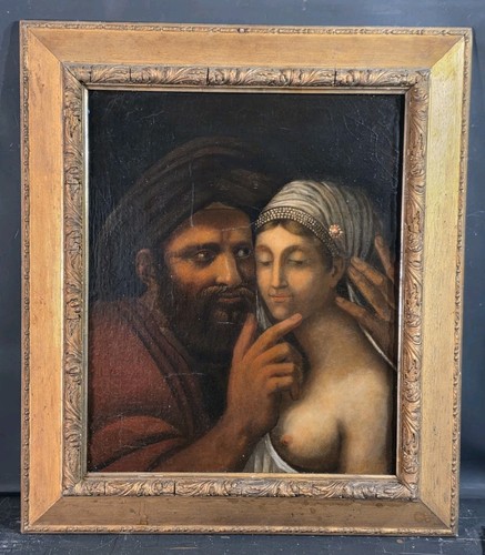 Tableau ancien huile - , École