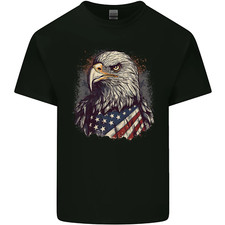 American Eagle Avec USA Drapeau July 4th Homme Coton T-Shirt