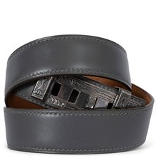 70234 auth HERMES Gris Fonce Box leather TOUAREG COLLIER DE CHIEN 24MM Belt 75