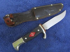 VINTAGE ORIGINAL BOWIE STYLE SCOUT DAGGER KNIFE AND SHEATH MAKER KLAAS SOLINGEN