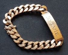 GOURMETTE BRACELET PLAQUE OR 54GRS  POINCON EXCELLENCE PRENOM SYLVIE