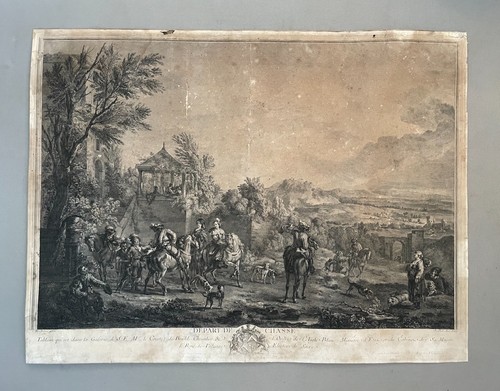 Départ chasse gravure - chasse,,