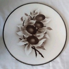 OLD CERAMIC TRIVET CONTOUR METAL CHERRY BRANCH D 30CM Signed 