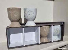 4 Coquetiers gris et blanc