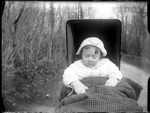 Child baby his pram - -, photo