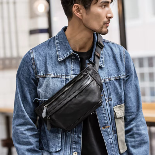 Sac banane cuir véritable