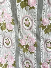 2/Rideau Ancien Marignan/Boussac Tissu Vintage 60 Cotton Fabric Curtain Antique
