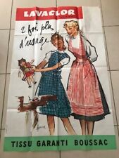 AFFICHE LAVACLOR GRAND TEINT TISSU BOUSSAC FILLE POUPEE 1950 COURONNE (ref 55