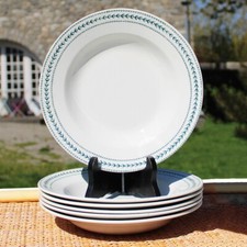 Gien Lauriers Antique Opaque Porcelain Hollow Plate Set of 6