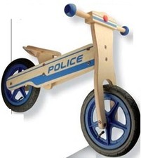 Vélo en bois typ Draisienne de marche enfant garçon Style moto polic velitrotte 