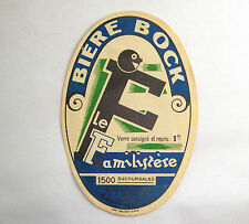 OLD LABEL ALCOHOL DRINK LABEL BEER BOCK FAMILISTERE by LONGWY BEER