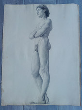 old drawing academy man nude academic drawing male model workshop 19th century