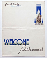 Menu restaurant WELCOME ANGERS liqueur COINTREAU circa 1930 PIERROT TAMAGNO