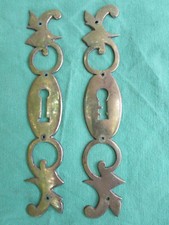 2 entrées serrure laiton ouvragée porte meuble armoire ancienne hauteur 17 cm