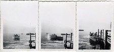ANTIQUE PHOTO - VINTAGE SNAPSHOT - MOTOR BOAT CANOE BOAT BRIDGE - BOAT BRIDGE