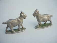 2 ALUMINUM GOATS PAINTED FARM ANIMALS MIDDLE XXth QUIRALU? TOY GAMES