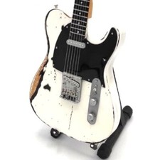 Miniature White Guitar JEFF BECK GIFT Vintage Worn Version FREE  Display Stand