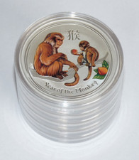 5x Australia 2016 Lunar II 2 Year of the Monkey Monkey 1 oz Silver Coloured Colour